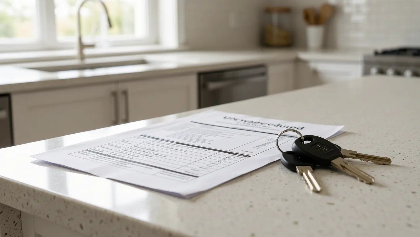 An unexpected utility bill sitting on a wooden kitchen table