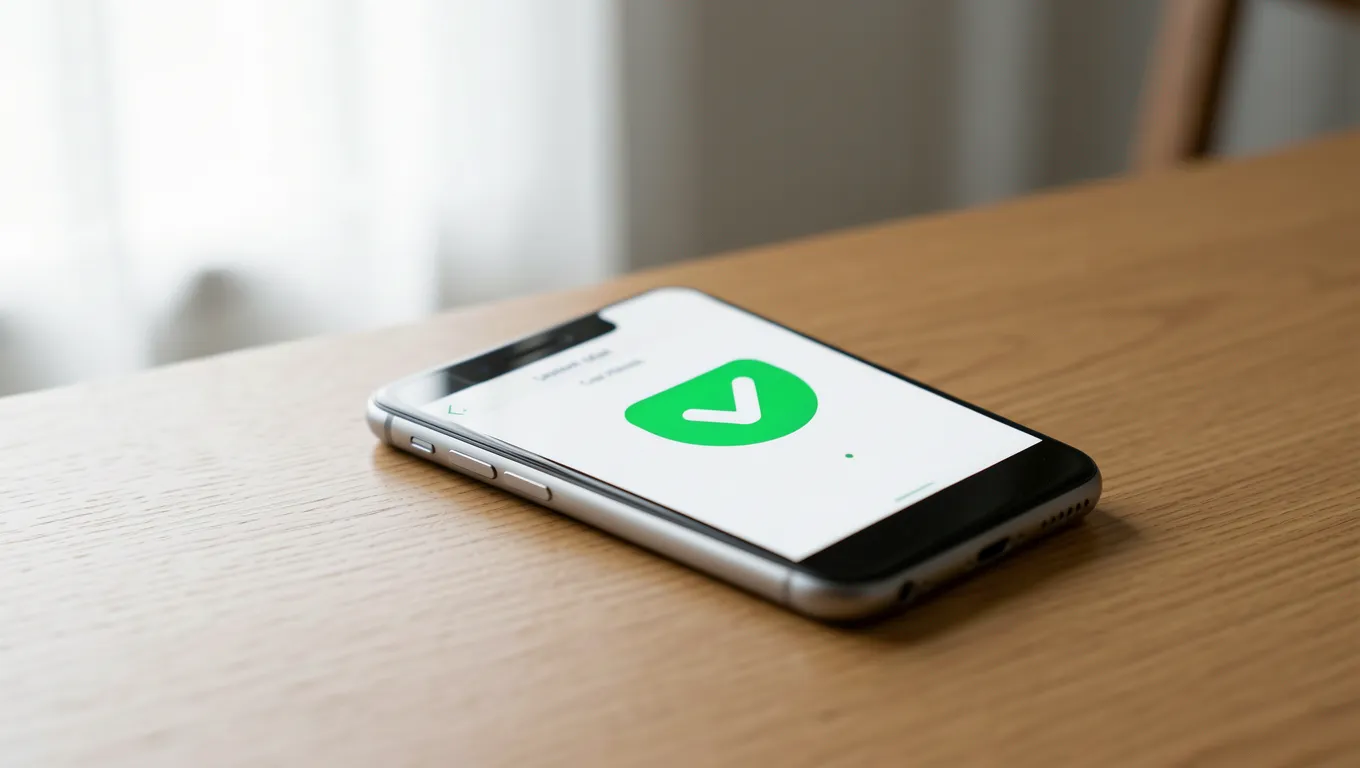Smartphone displaying a successful financial transaction confirmation