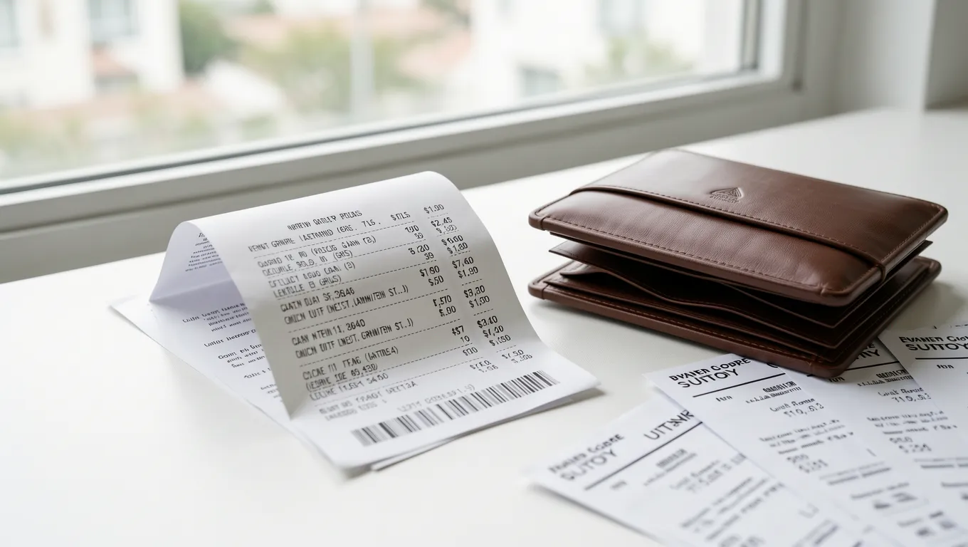 Grocery receipt and empty wallet illustrating inflation impact