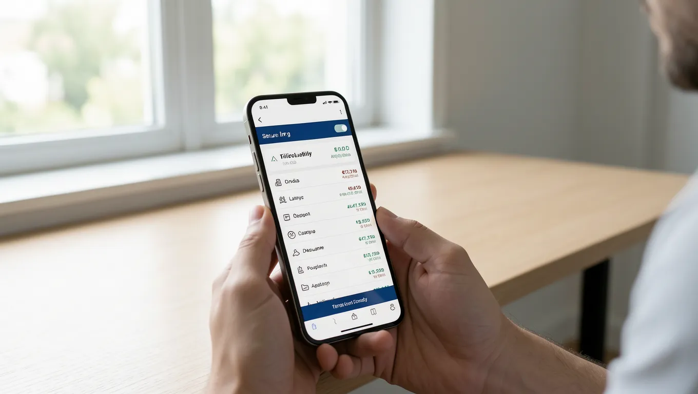 Using a mobile device for faxless payday loans application in a bright setting